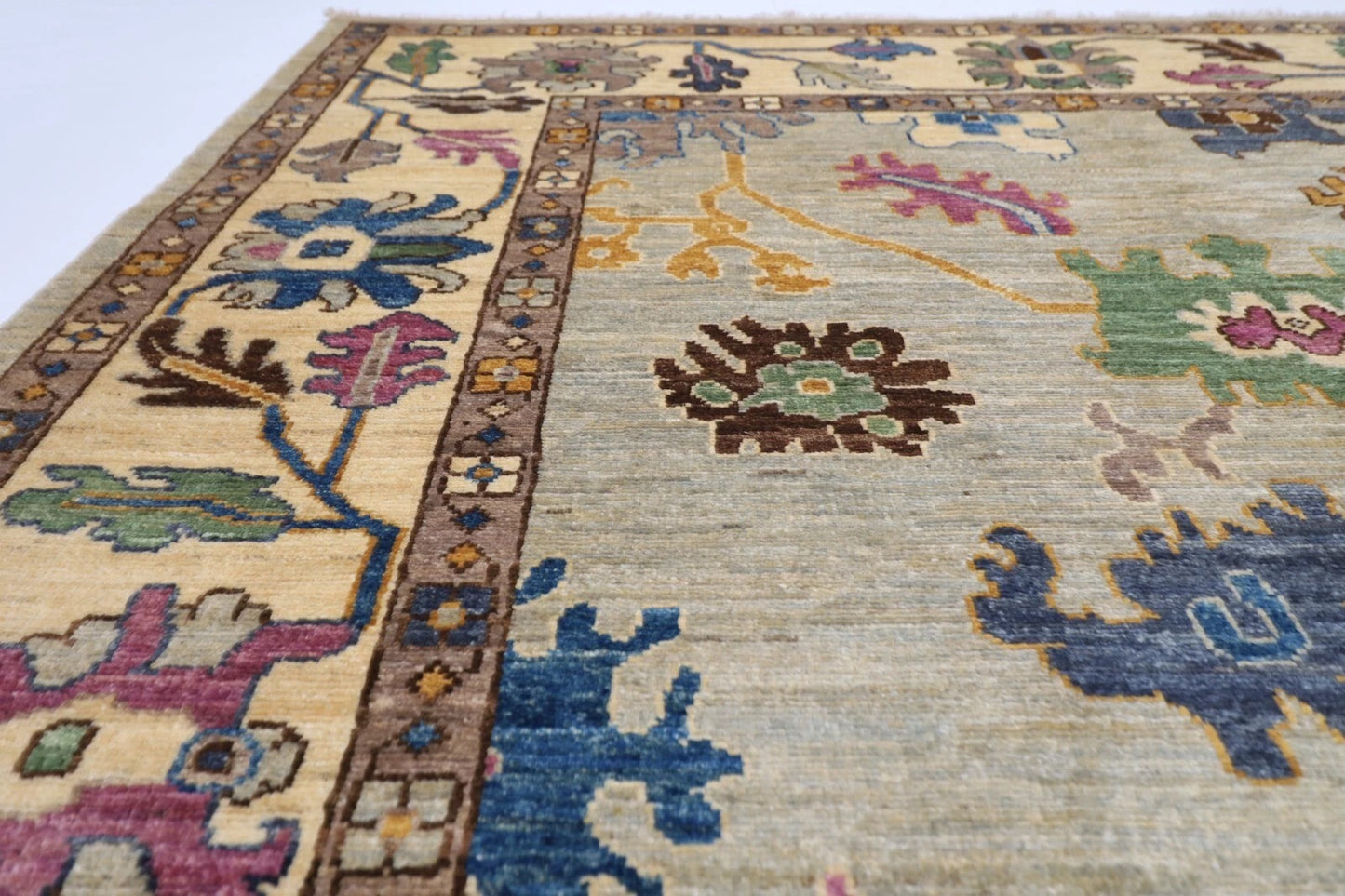 183 x 269 cm | Oushak Gray Afghan Tribal Hand Knotted Veg Dye Wool Carpet