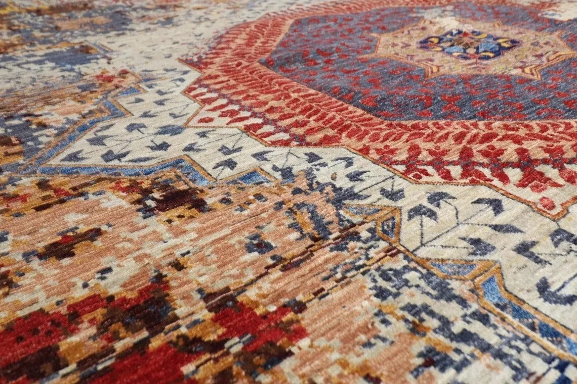 271 x 362 cm | Abstract Mamluk Afghan Hand Knotted Carpet