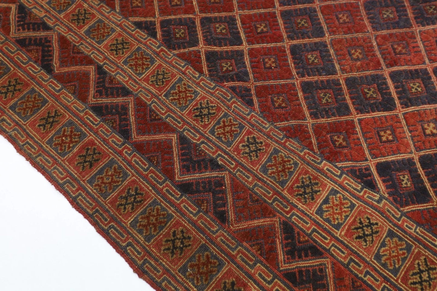 196 x 248 cm | Vintage Afghan Tribal Hand Knotted Veg Dye Wool Carpet