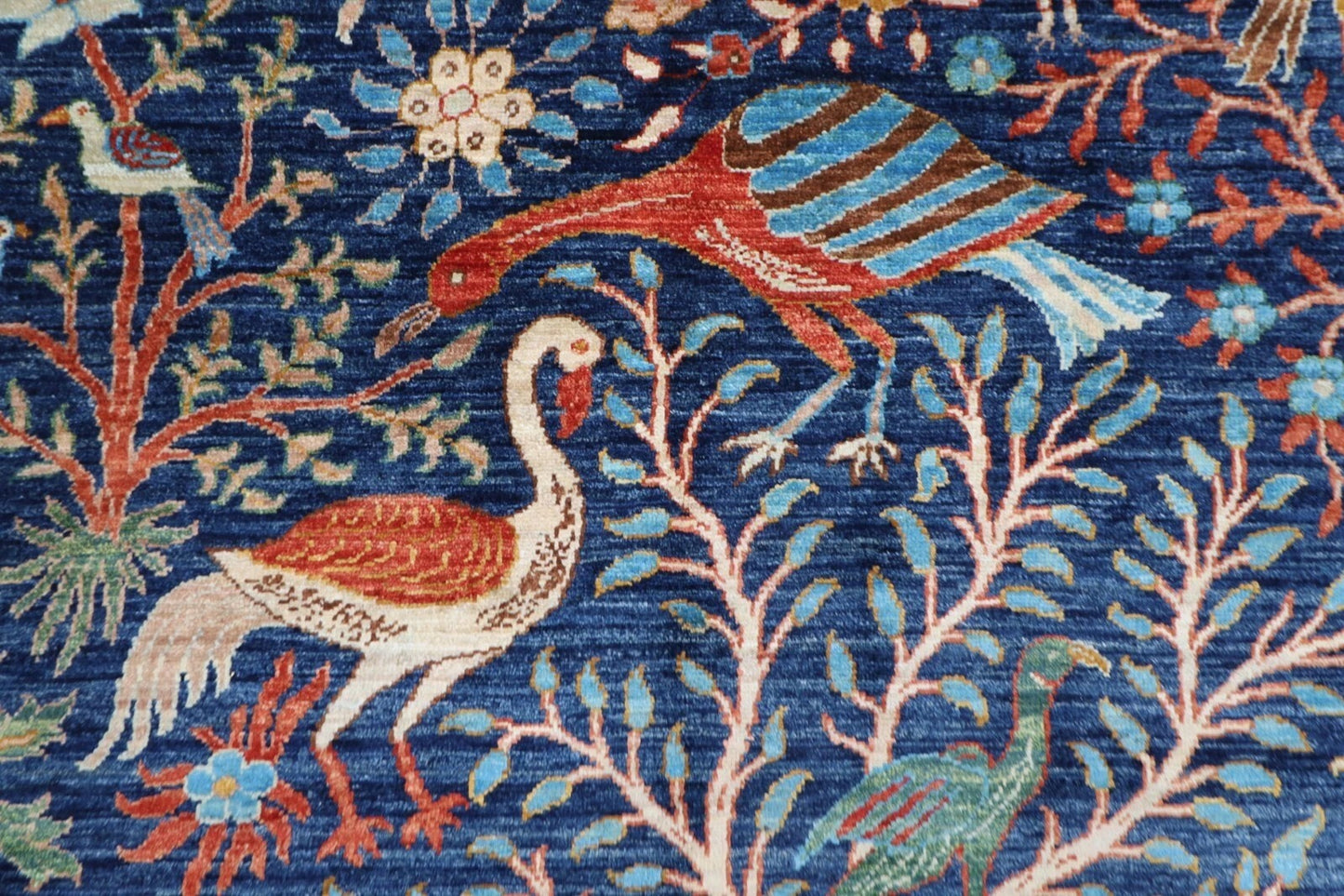 179 x 280 cm |  Birds Blue Afghan Tribal Hand Knotted Veg Dye Wool carpet
