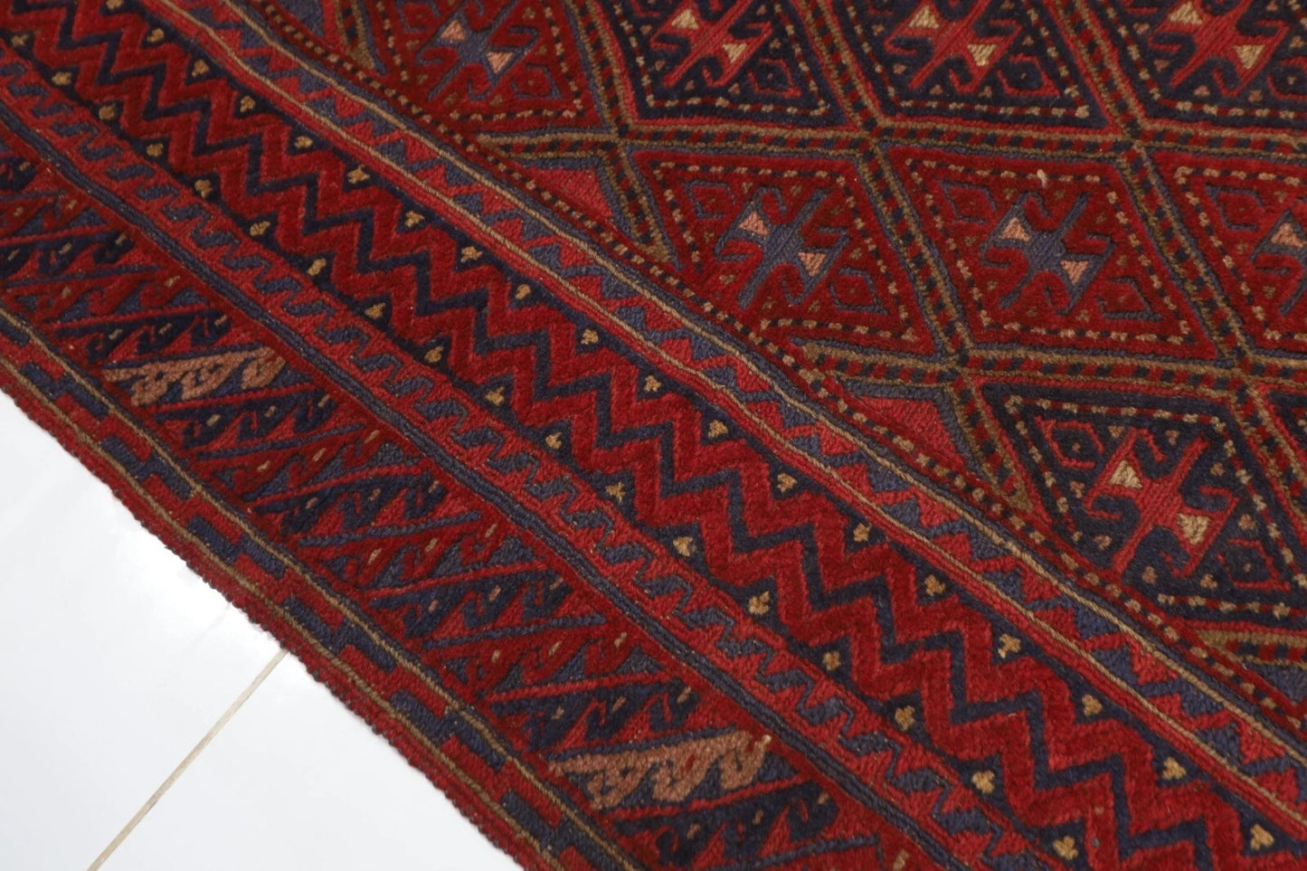 153 x 182 cm | Accent Afghan Tribal Hand Knotted Veg Dye Wool Carpet