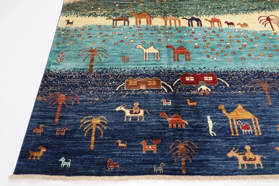 247 x 293 cm | Landscape Afghan Tribal Hand Knotted Carpet