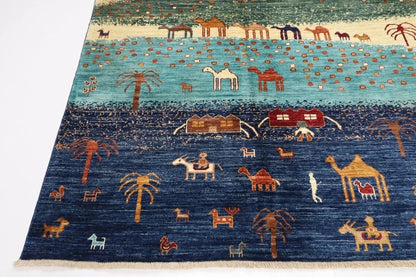 247 x 293 cm | Landscape Afghan Tribal Hand Knotted Carpet