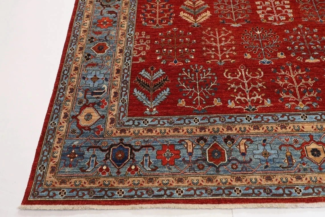 269 x 354 cm | Plants and Trees Afghan Hand Knotted Carpet