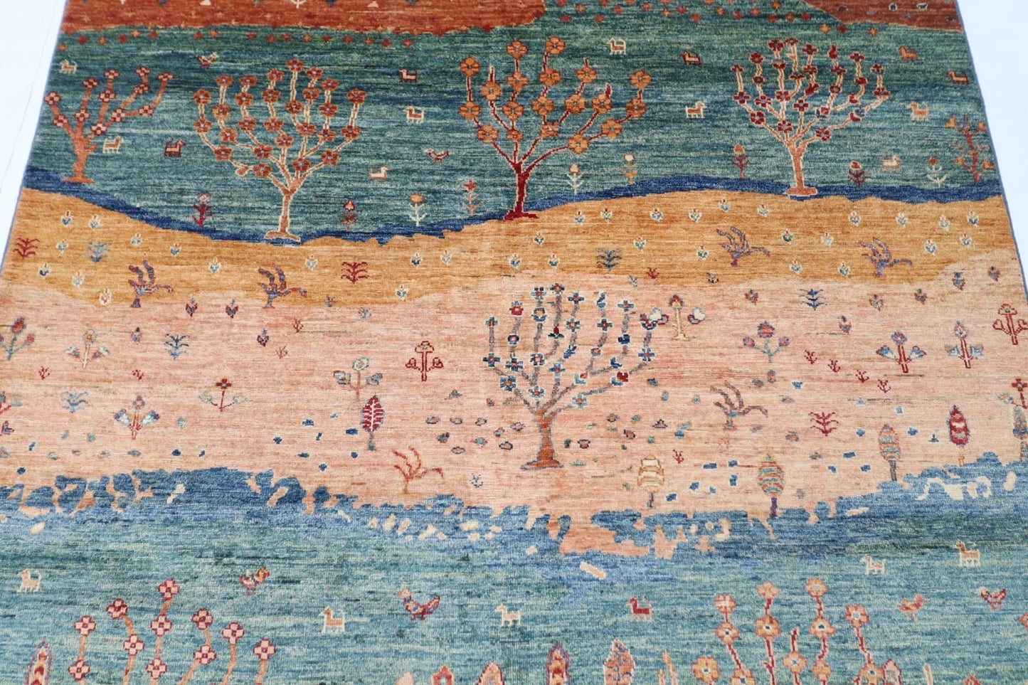 168 x 230 cm | Landscape Afghan Tribal Hand Knotted Veg Dye Wool Carpet