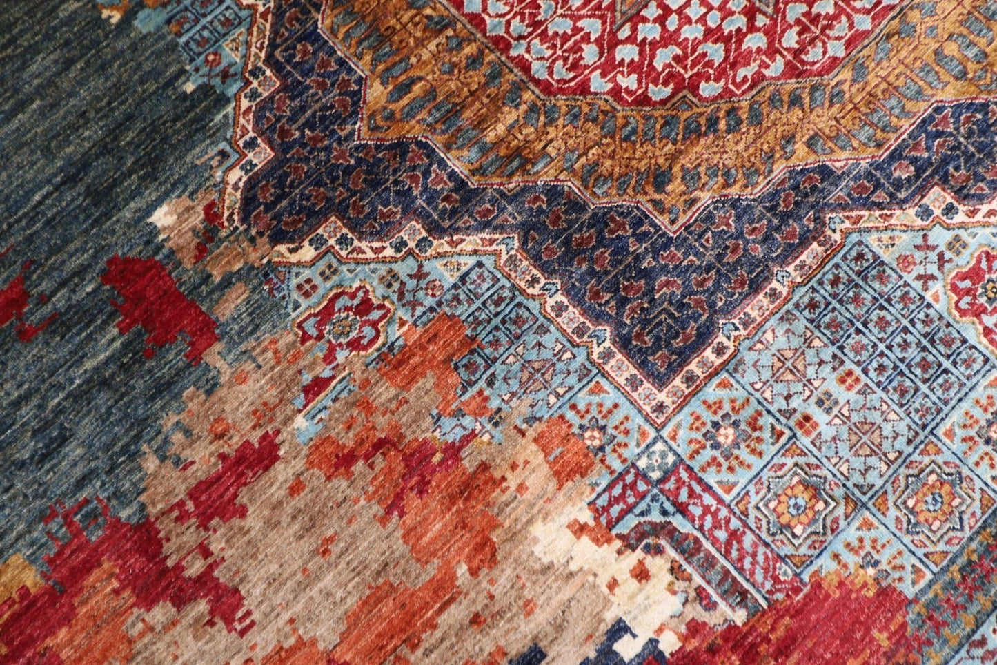 363 x 452 cm | Abstract Mamluk Afghan Tribal Hand Knotted Carpet