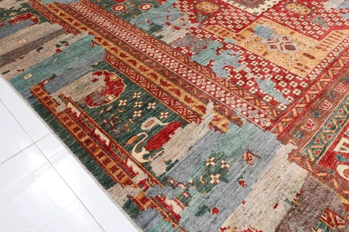 279 x 369 cm | Abstract Mamluk Afghan Hand Knotted Carpet