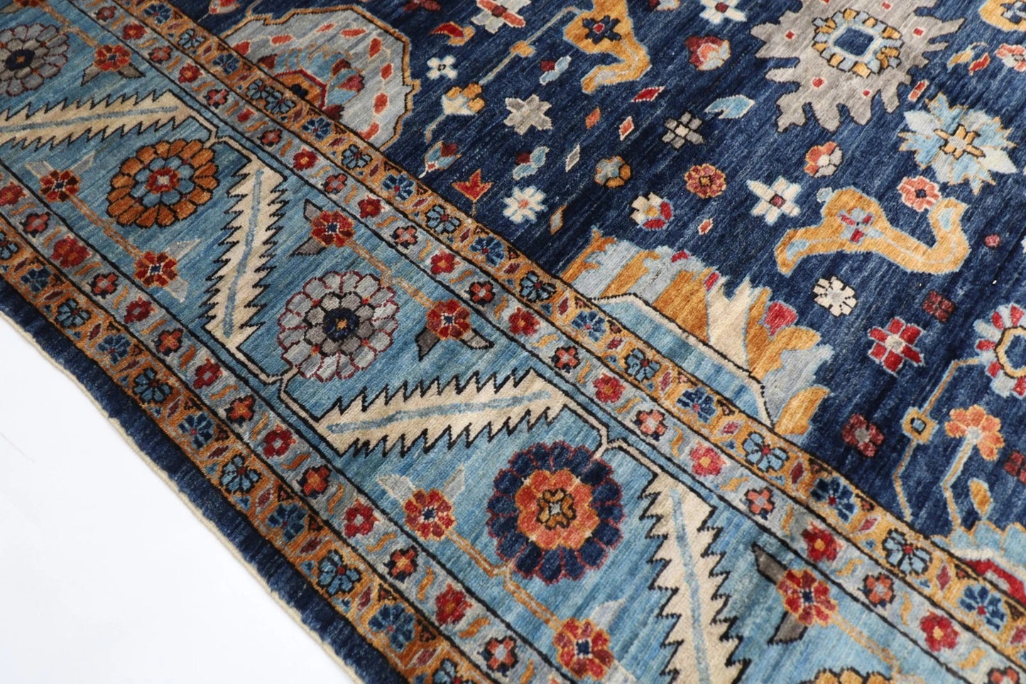 297 x 425 cm | Aryana Navy Afghan Hand Knotted Carpet