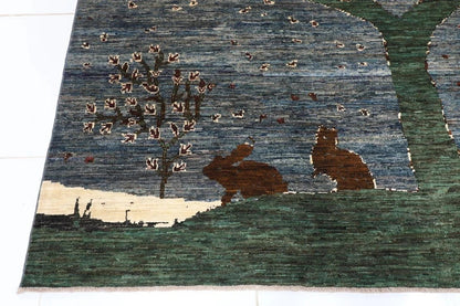 247 x 303 cm | Landscape Gabbeh Afghan Tribal Hand Knotted Carpet