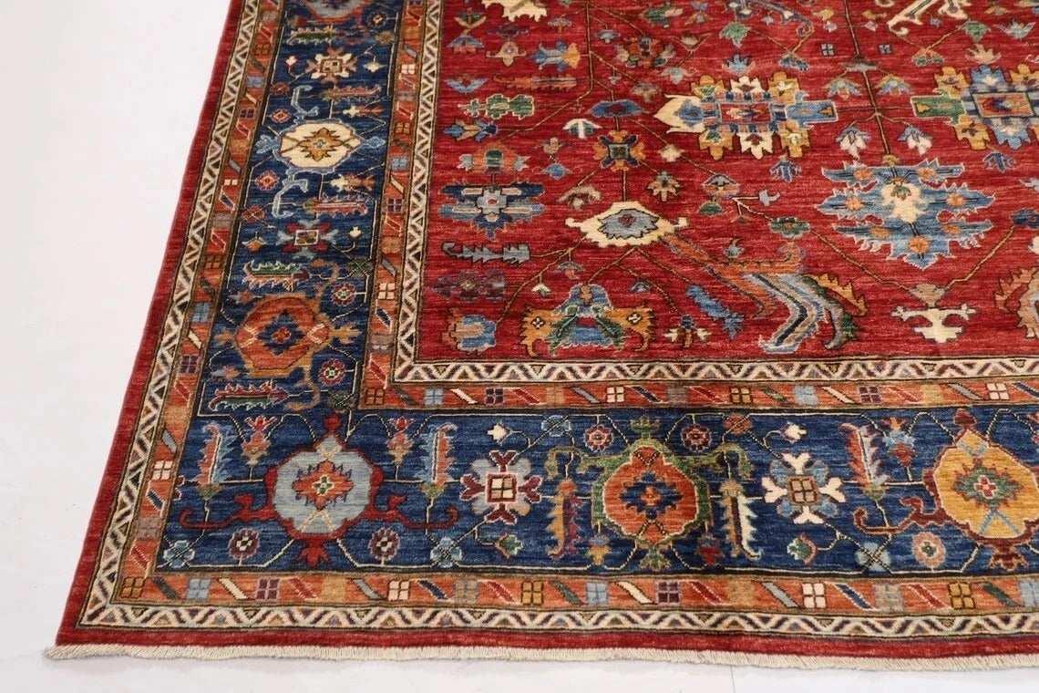 275 x 356 cm | Red Oriental Afghan Tribal Hand Knotted Carpet