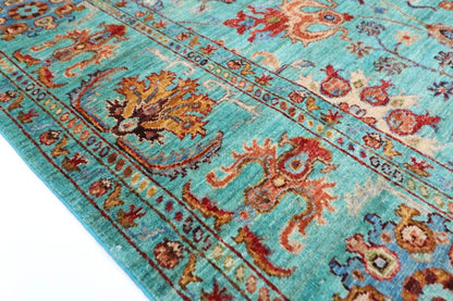 203 x 296 cm | Turquoise Afghan Tribal Hand Knotted Carpet