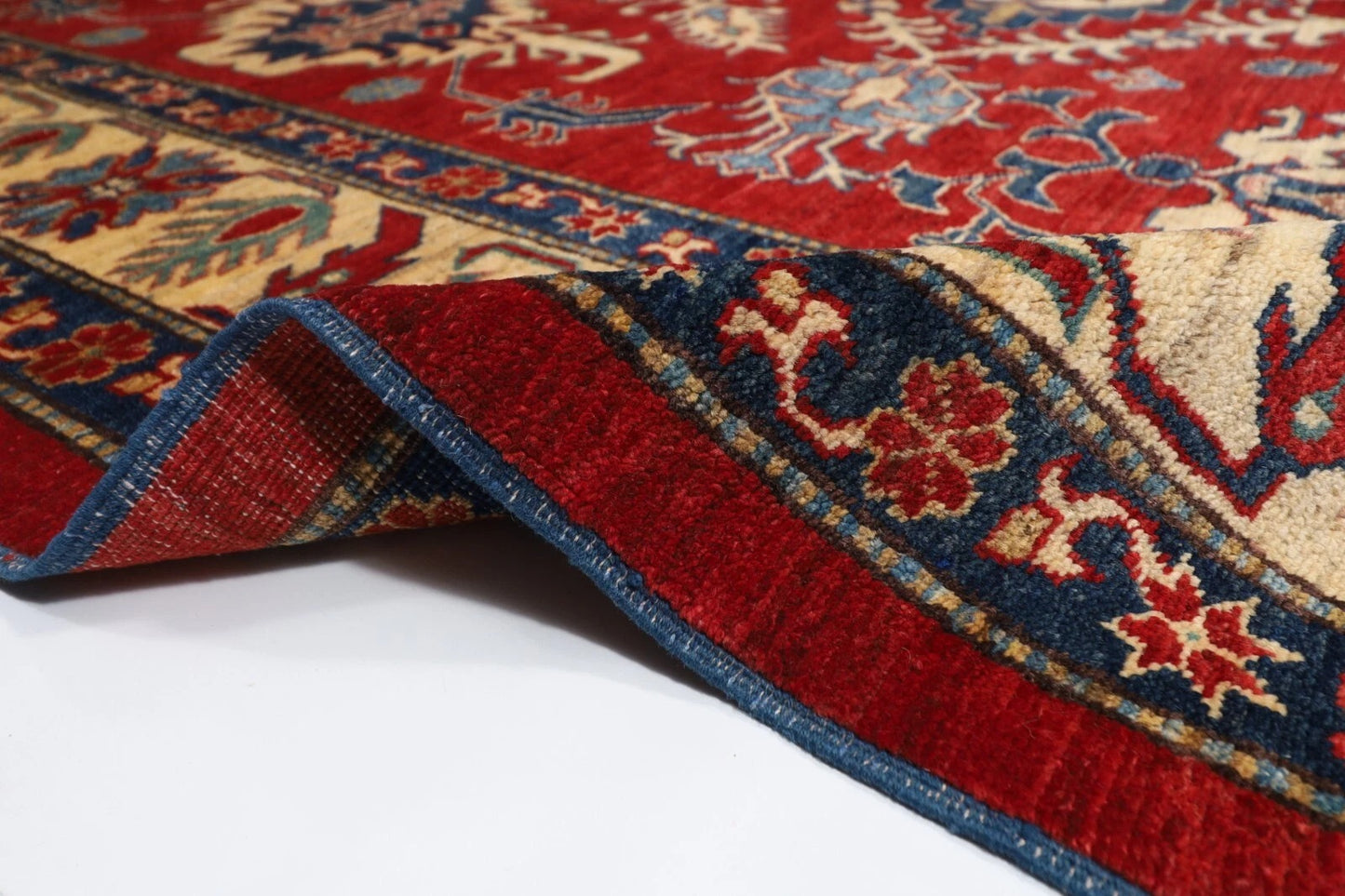 221 x 293 cm | Kazak Afghan Tribal Hand Knotted Carpet