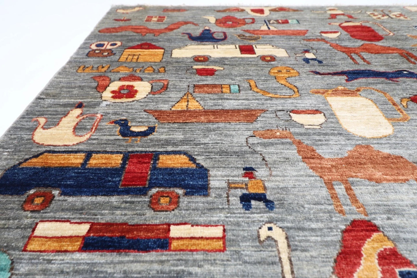 186 x 278 cm | Landscape Gabbeh Animal Afghan Tribal Hand Knotted Veg Dye Wool carpet