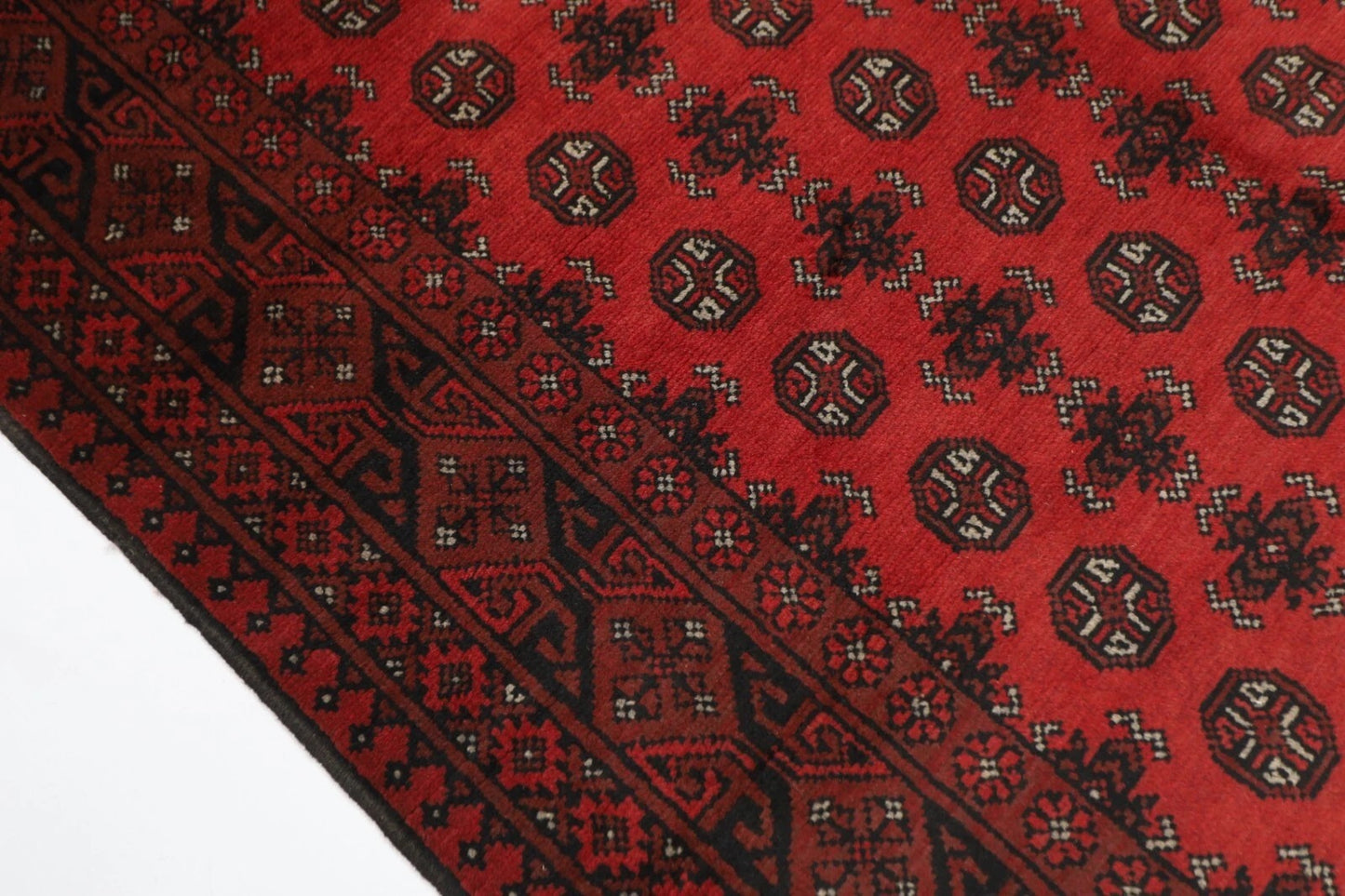 159 x 234 cm | Akja Bokhara Afghan Tribal Hand Knotted Veg Dye Wool Carpet