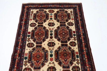 113 x 204 cm | Baluch Afghan Tribal Hand Knotted Veg Dye Wool carpet