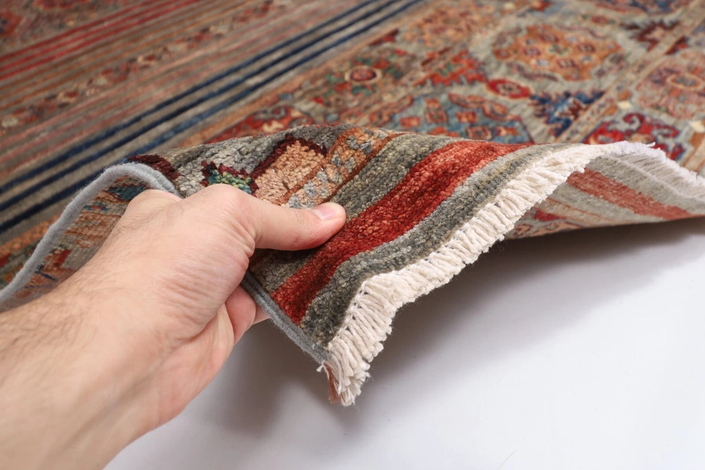 169 x 247 cm | Khorjun Afghan Tribal Hand Knotted Veg Dye Wool Carpet