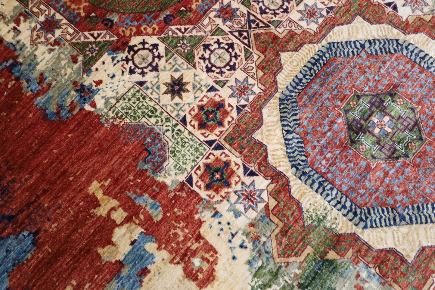 307 x 435 cm | Abstract Mamluk Afghan Hand Knotted Carpet