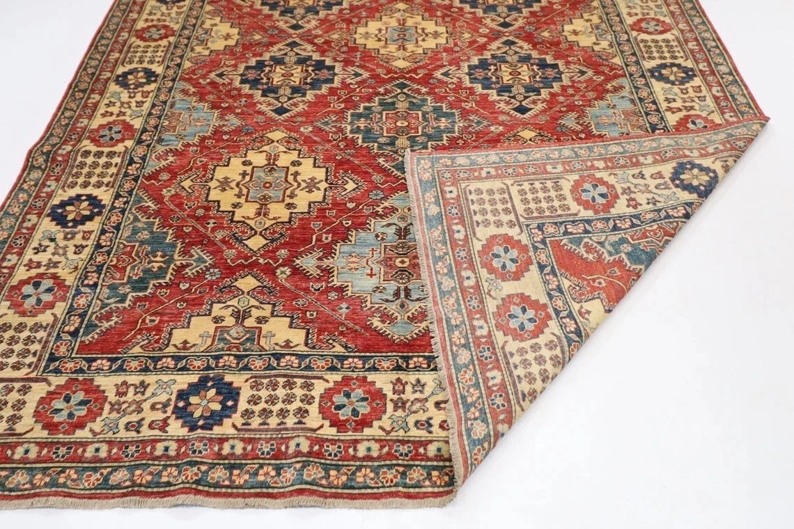 231 x 336 cm | Kazak Afghan Tribal Hand Knotted Carpet