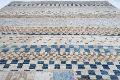 187 x 257 cm | Gabbeh Blue Afghan Tribal Hand Knotted Veg Dye Wool Carpet