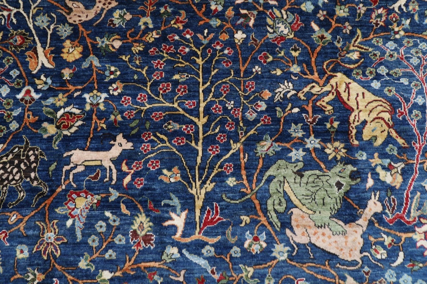 275 x 364 cm | Animal Hunting Afghan Tribal Hand Knotted Carpet