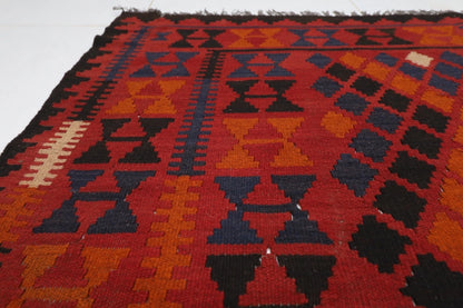 176 x 252 cm | Flat Weaved Afghan Tribal Hand Knotted Veg Dye Wool Carpet