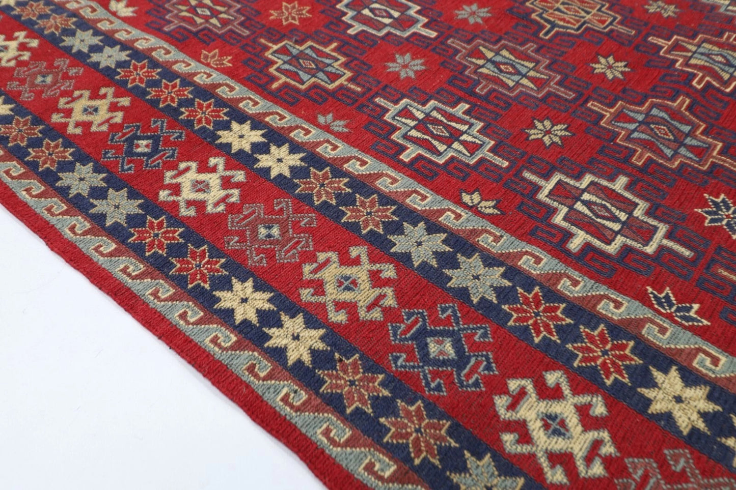 180 x 231 cm | Sumak Afghan Tribal Hand Knotted Veg Dye Wool Kilim