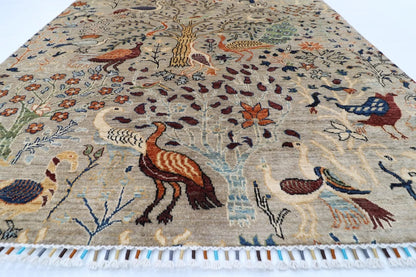 151 x 204 cm | Birds Afghan Tribal Hand Knotted Veg Dye Wool carpet