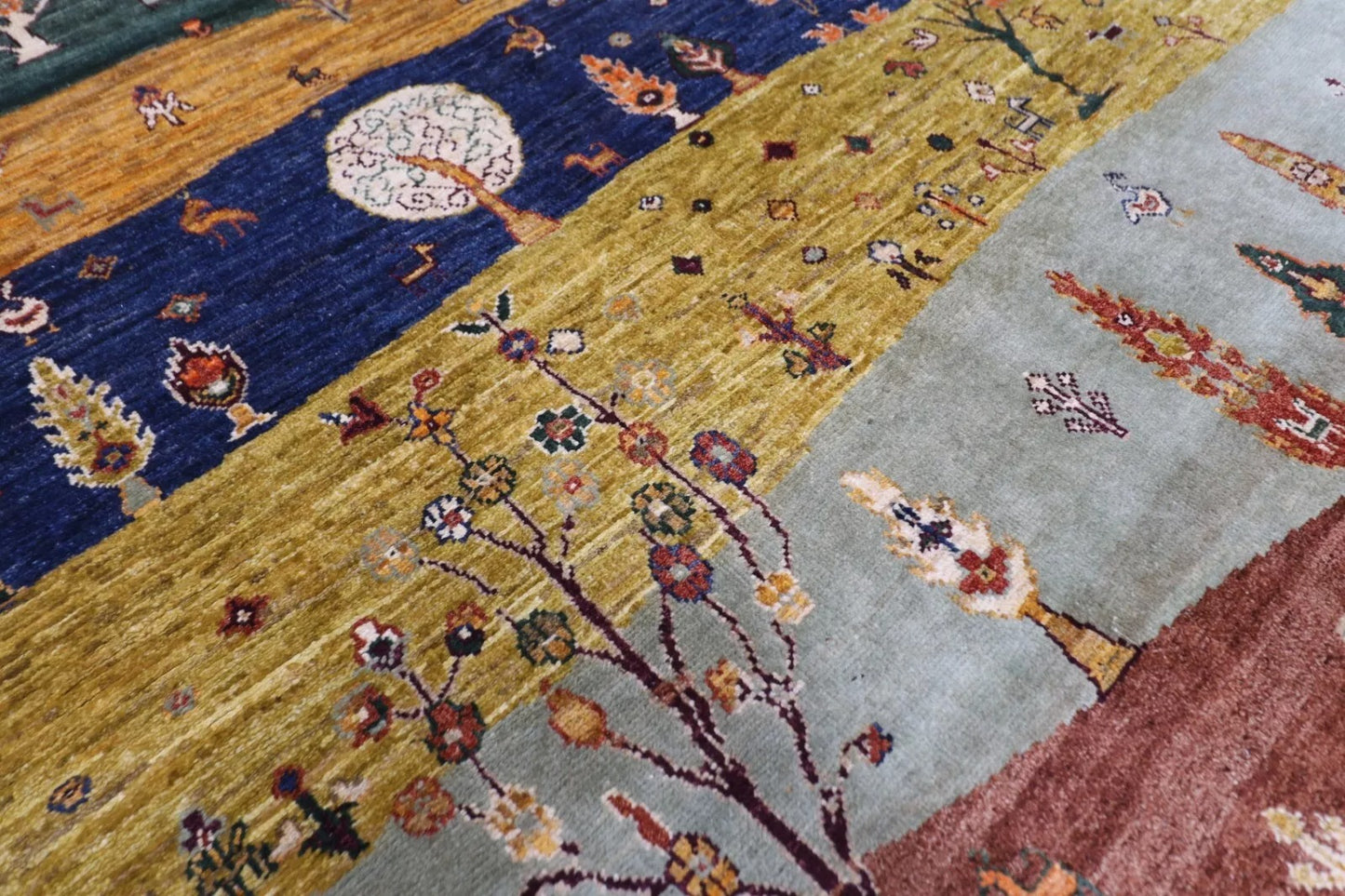 118 x 172 cm | Landscape Afghan Tribal Hand Knotted Veg Dye Wool carpet