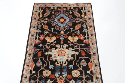 86 x 359 cm | Black Afghan Tribal Hand Knotted Wool Runner