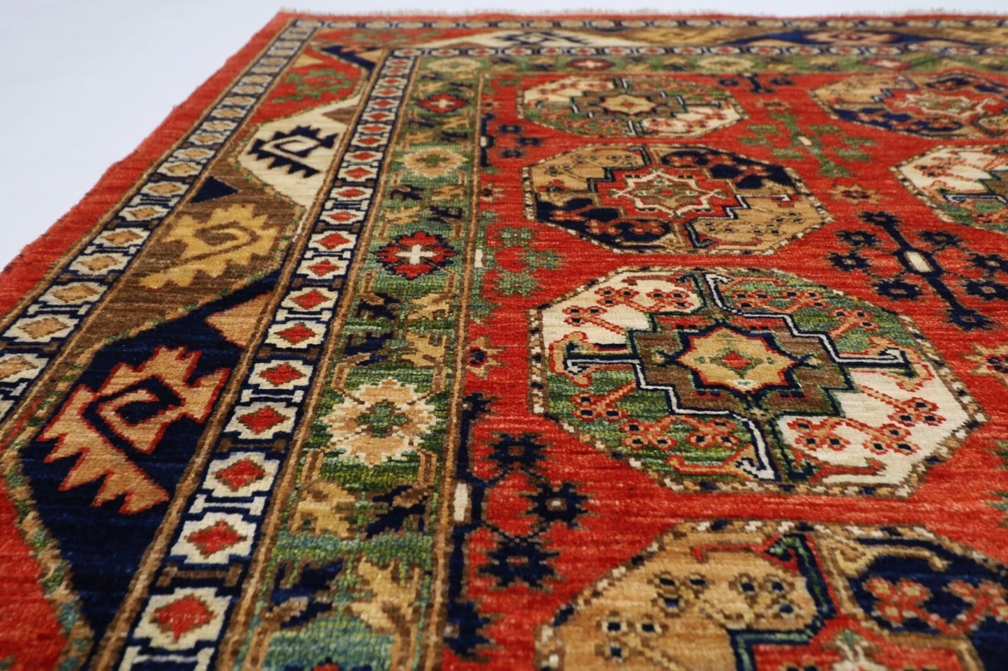 184 x 240 cm | Ersari Afghan Tribal Hand Knotted Veg Dye Wool Carpet