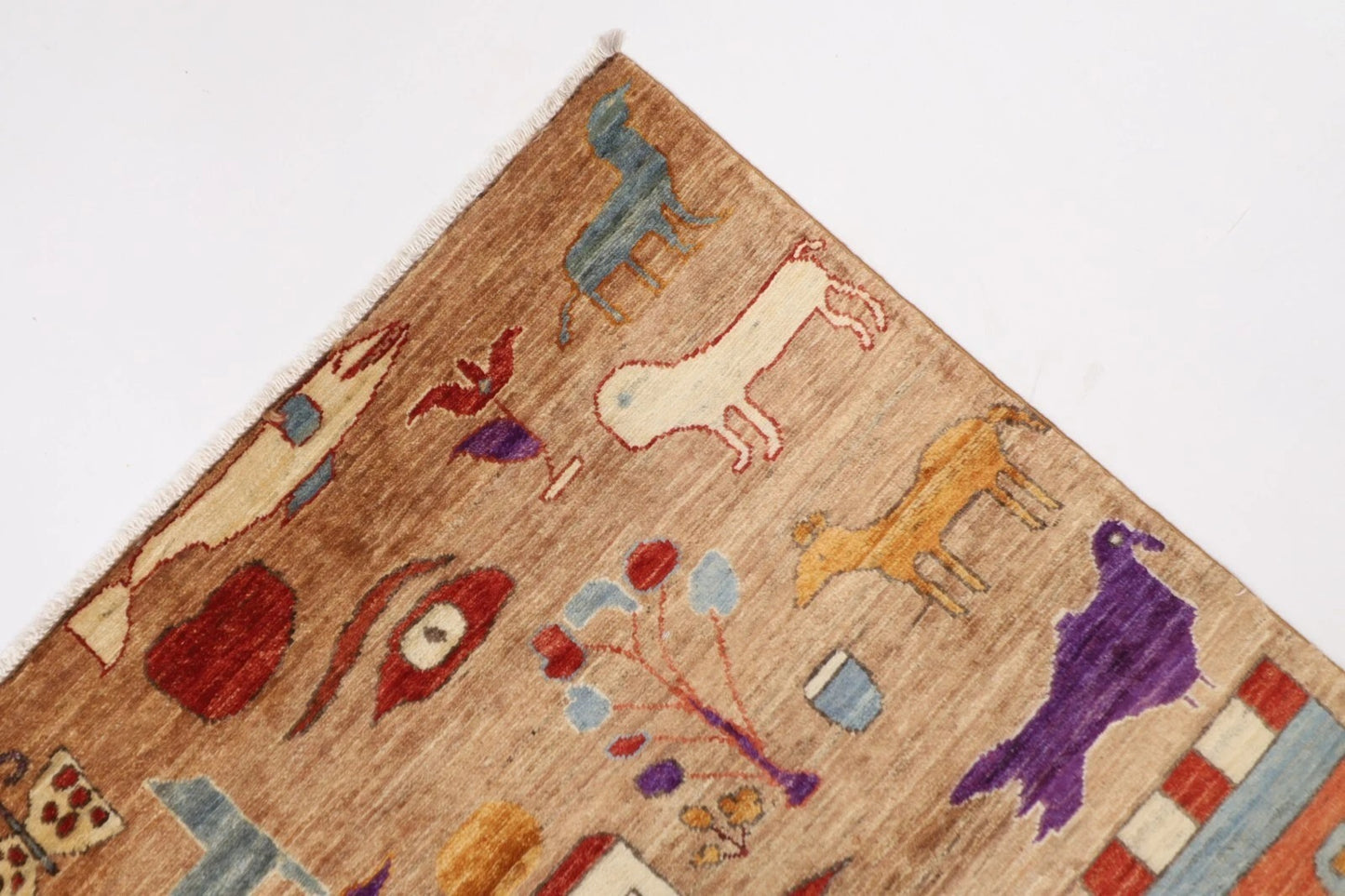 189 x 271 cm | Landscape Gabbeh Animal Afghan Tribal Hand Knotted Veg Dye Wool Carpet