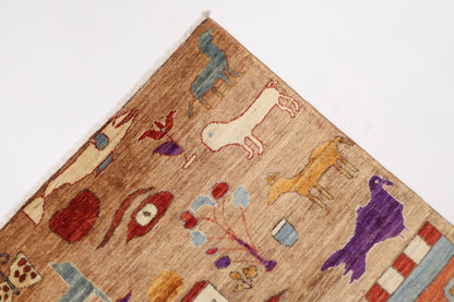 189 x 271 cm | Landscape Gabbeh Animal Afghan Tribal Hand Knotted Veg Dye Wool Carpet