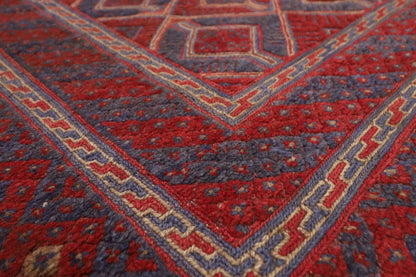 155 x 171 cm | Accent Afghan Tribal Hand Knotted Veg Dye Wool Carpet