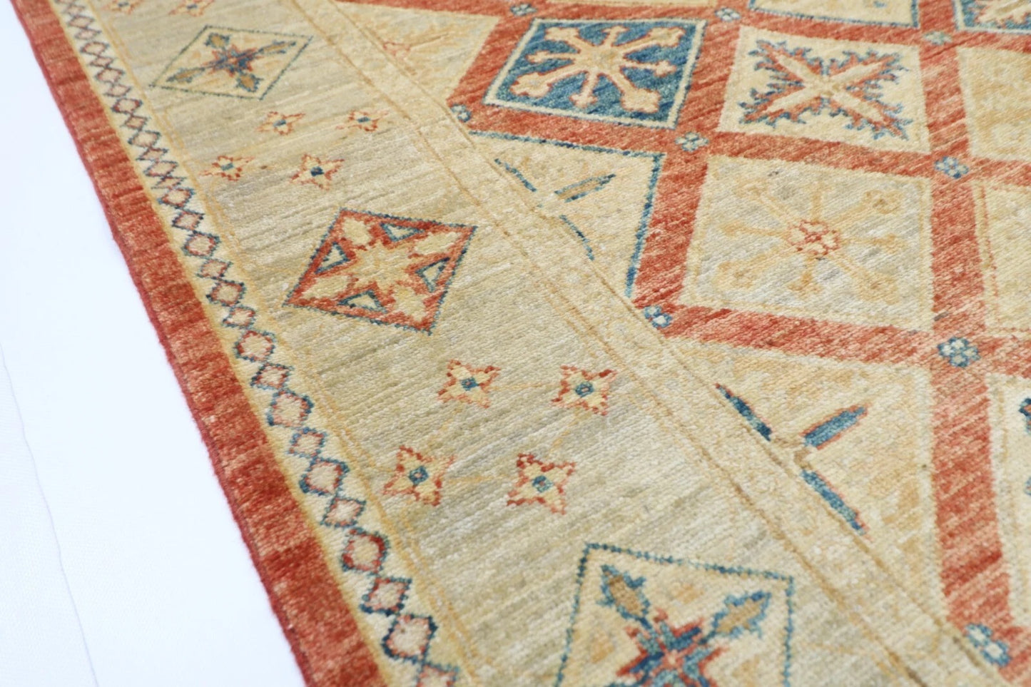 172 x 248 cm | Oriental Afghan Tribal Hand Knotted Veg Dye Wool Carpet