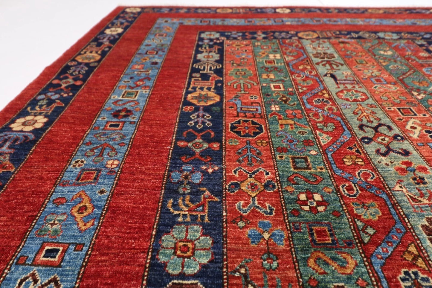 245 x 288 cm | Shawl Afghan Tribal Hand Knotted Carpet