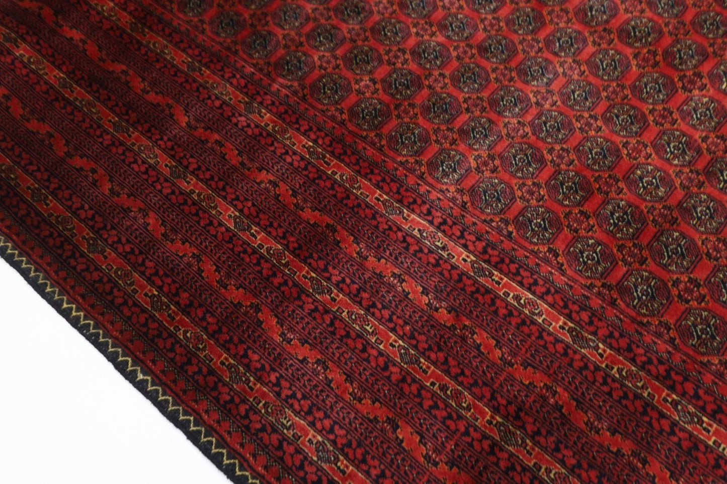 200 x 292 cm | Fine Mori Bokhara Afghan Tribal Hand Knotted Carpet