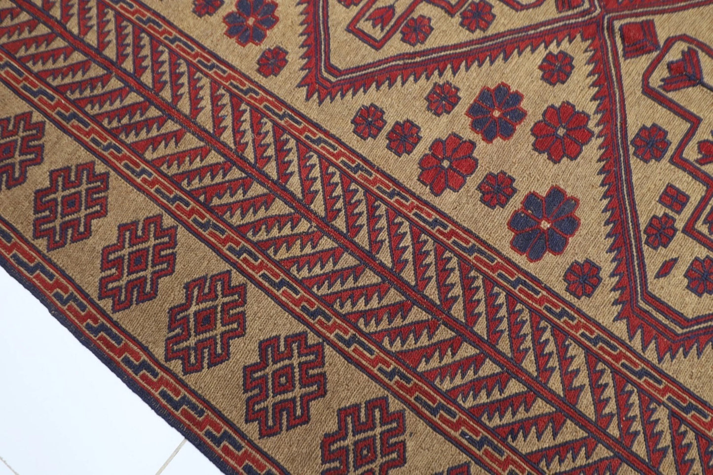 163 x 230 cm | Kilim Afghan Tribal Hand Knotted Veg Dye Wool Carpet
