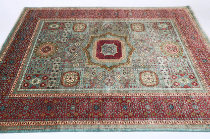 179 x 241 cm | Mamluk Afghan Tribal Hand Knotted Veg Dye Wool Carpet