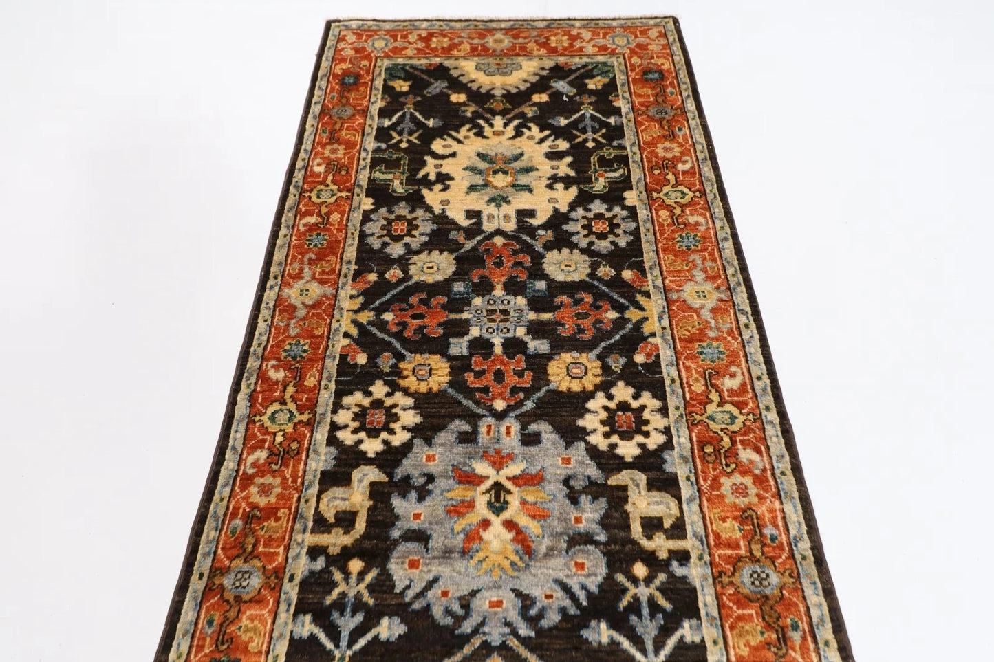 81 x 441 cm | Brown Afghan Tribal Hand Knotted Wool Runner