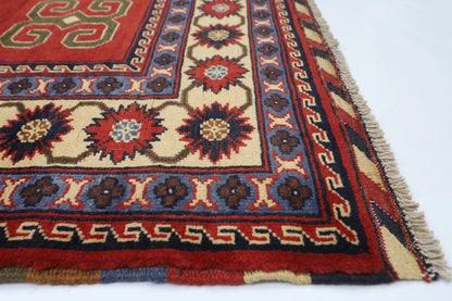 174 x 255 cm | Kazak Red Afghan Tribal Hand Knotted Wool Carpet