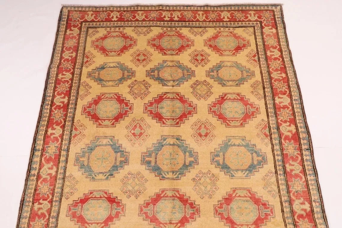 155 x 295 cm | Over Size Kazak Afghan Tribal Hand Knotted Veg Dye Wool Carpet
