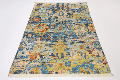 148 x 196 cm | Abstract Afghan Tribal Hand Knotted Veg Dye Wool Carpet