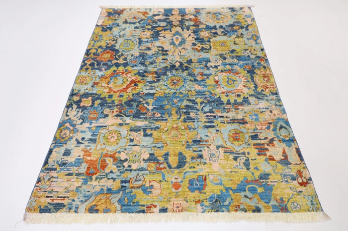 148 x 196 cm | Abstract Afghan Tribal Hand Knotted Veg Dye Wool Carpet