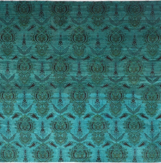 258 x 259 cm | Turquoise Afghan Tribal Hand Knotted Wool Round Carpet