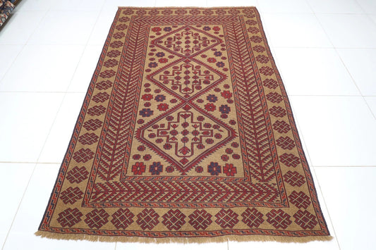 163 x 230 cm | Kilim Afghan Tribal Hand Knotted Veg Dye Wool Carpet