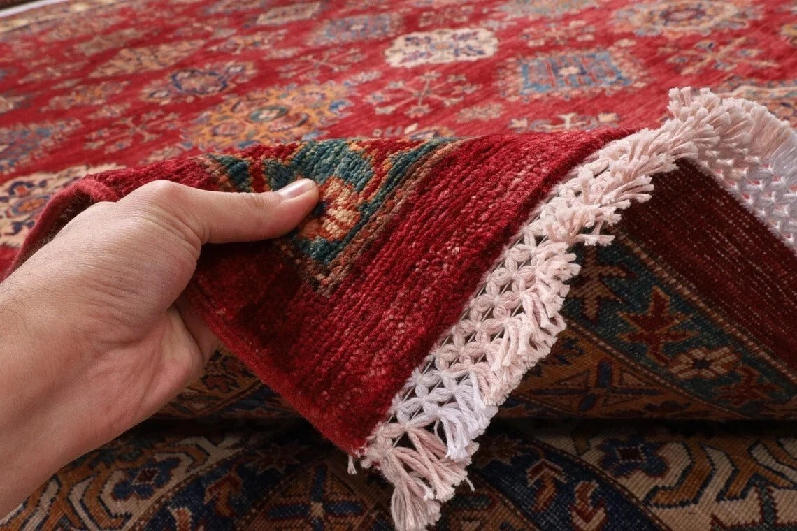 382 x 513 cm | Beautiful timeless red Afghan Kazak Handmade carpet