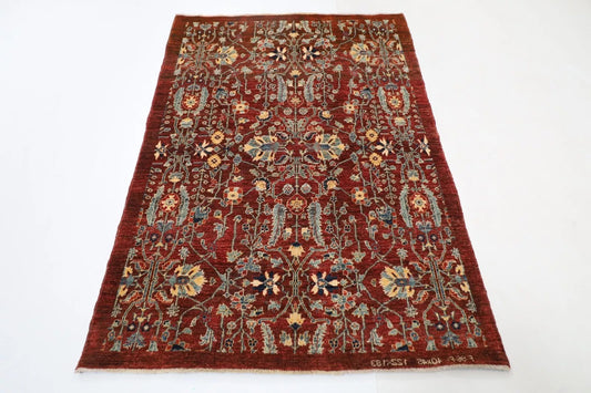 127 x 187 cm | Afghan Tribal Hand Knotted Veg Dye Wool carpet