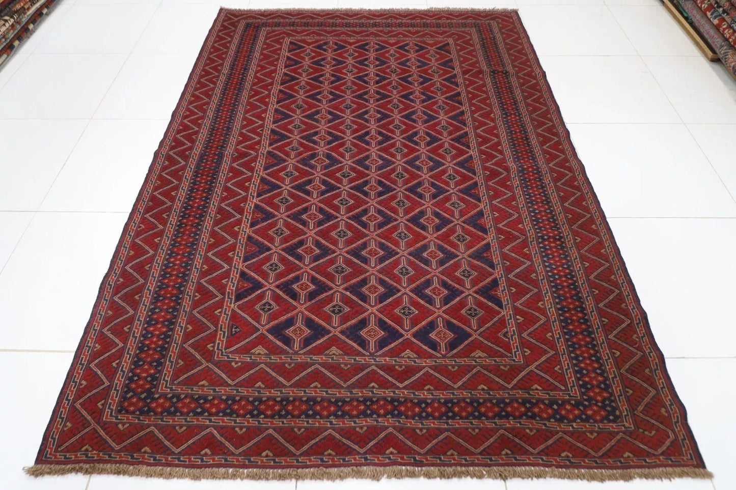 202 x 265 cm | Flat Weaved Carpet Kilim Afghan Tribal Hand Knotted Carpet