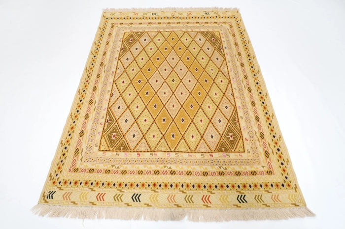 146 x 195 cm | Flat Weave Afghan Tribal Hand Knotted Veg Dye Wool Kilim