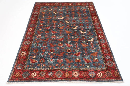 150 x 200 cm | Navy Afghan Tribal Hand Knotted Veg Dye Wool carpet